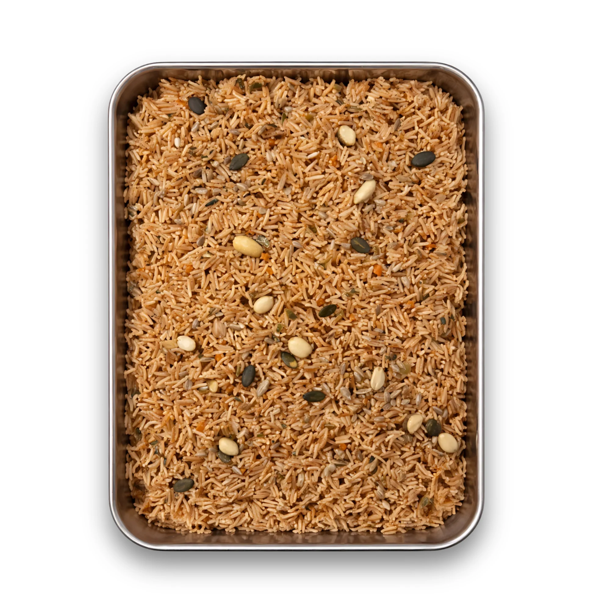 Geräucherter Mandi-Reis mit Grillgemüse in der Aluschale für 5 Personen.