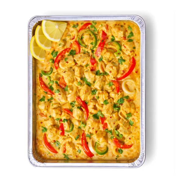 Hähnchenstücke in cremiger Limetten-Kokos-Sauce für 5 Personen.