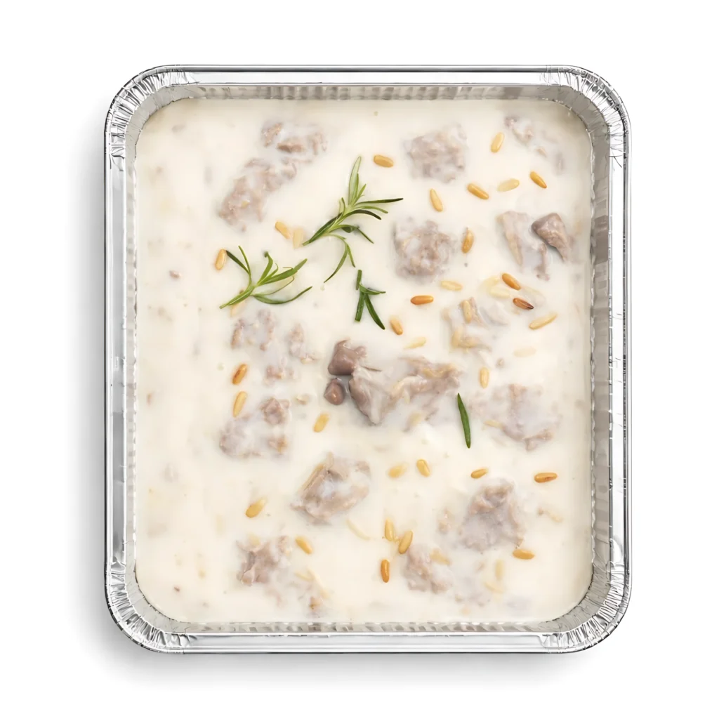 Traditionelles Laban – Rindfleisch in warmer Joghurtsauce für 5 Personen.